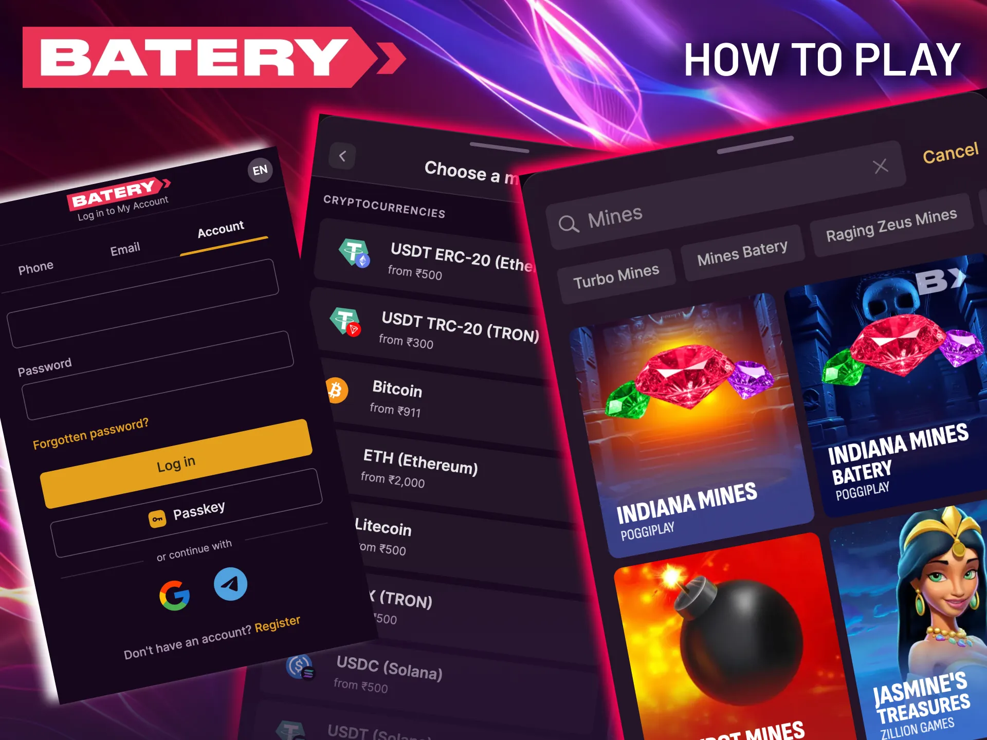 Place stake and uncover Batery safe tiles step by step.