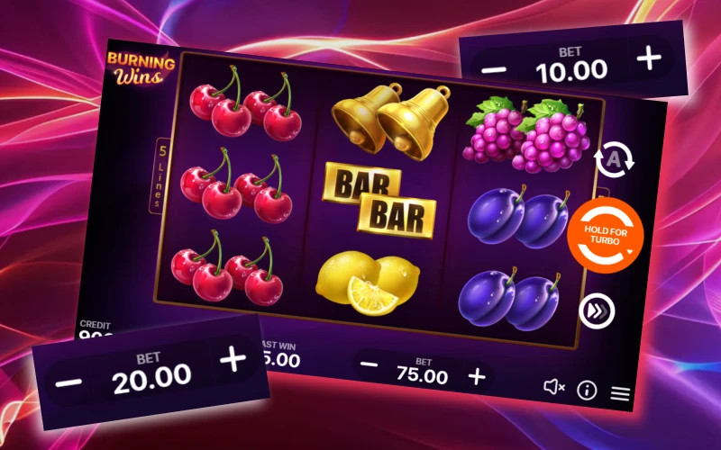 Enjoy the range of bets in the Burning Wins game at Batery.
