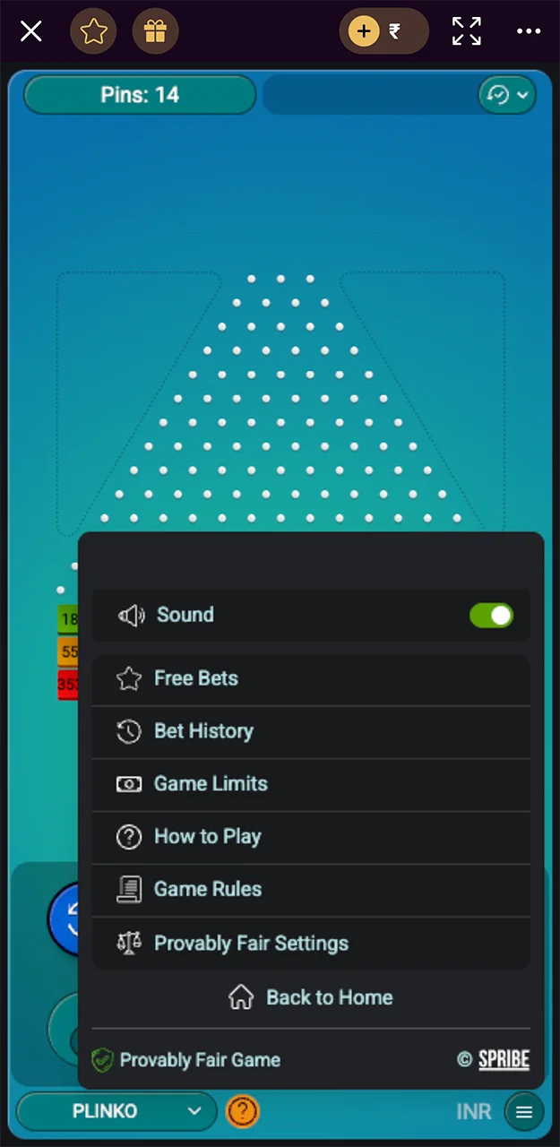 Keep an eye on your balance and withdraw your winnings on time in the Plinko game from Batery Casino.